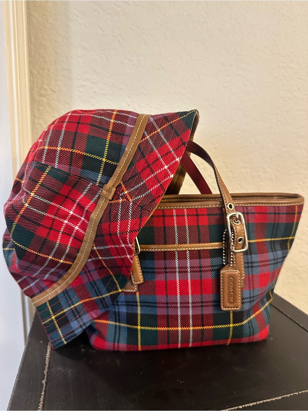 Coach Y2K Vintage (2002) Red Tartan Plaid Shoulder Bag (NWOT)&Bucket Hat (NWT)